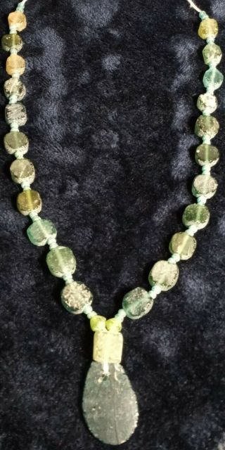 2,  000 Yr Old Ancient Roman Glass Ladies Necklace 22 "