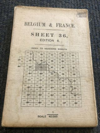1916 Wwi Ordnance Survey Map Of Belgium & France