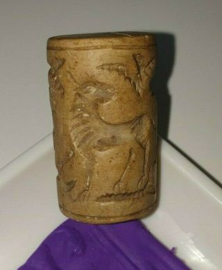 Rare Ancient Canaanite Faience Cylinder Seal 1700 - 1550 B.  C