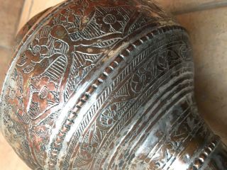 Antique 19th c.  Ottoman Turkish Hand Chased Copper IBRIK Water Ewer,  12 