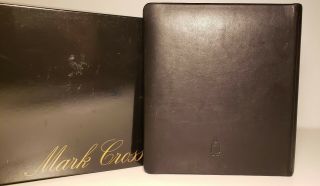 Vintage Mark Cross Black Leather Photo Album 8.  25x7.  5x2 W/gift Box & Inserts