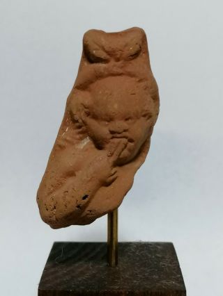 A Finely Detailed Roman - Egyptian Terracotta Head Of Harpocrates - 2000 Years Old