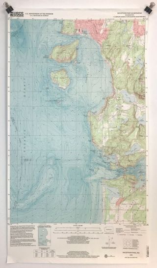 Topographic Map Of Deception Pass,  Wa Anacortes Fidalgo Whitbey Island Chart