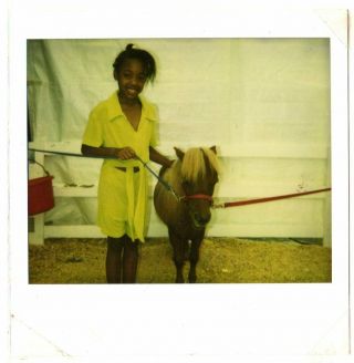 Vintage Polaroid African American Young Black Girl Shetland Pony " Lil 