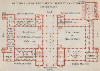 Rijks Museum Ground Floor Plan,  Amsterdam.  Netherlands Kaart.  Baedeker 1910 Map