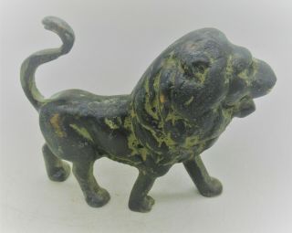 Ancient Roman Bronze Military Lion Ornament Ca 300 - 400 Ad