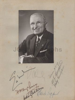 Harry Truman Tribute Signed By Ted Kennedy,  Hubert Humphrey,  Edmund Muskie.