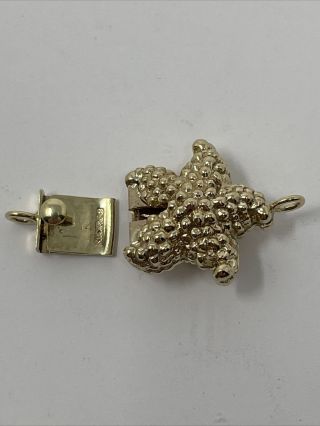 Vintage 14k Solid Yellow Gold Starfish Clasp For Single Strand Beads 3.  6 Grams