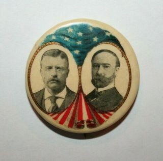 1904 Roosevelt & Fairbanks President Campaign Button Political Pinback Pin 1 1/4