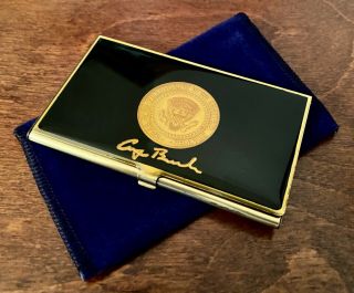 Business/credit Card Case - George Hw Bush 41 Signature - Presidential Seal