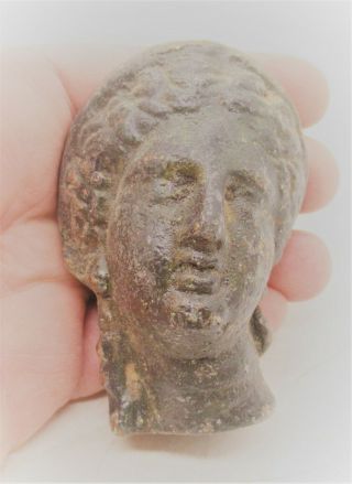 European Finds Ancient Roman Bronze Statue Fragment Head Of Diana