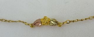 Vintage Black Hills Gold 10k Landstrom’s Rose Bud Leaf Bracelet 12 Kt Clasp