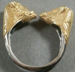 Ancient Roman Legionary Senatorial Gold Silver Ring Pair Heads Boars