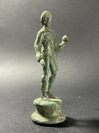 RARE HIGHLY DETAILED ANCIENT ROMAN BRONZE PERIOD STATUE - 200 - 400 AD 2