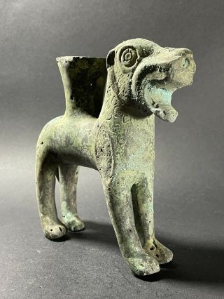 SCARCE DETAILED ANCIENT PERSIAN BRONZE RHYTON IN THE FORM OF BEAST CIRCA.  400BCE 2