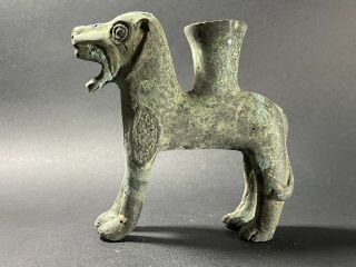 SCARCE DETAILED ANCIENT PERSIAN BRONZE RHYTON IN THE FORM OF BEAST CIRCA.  400BCE 3