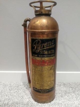 Rare Antique Vintage Pyrene Soda Acid Brass Fire Extinguisher