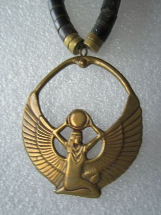 Rare Antique Egyptian Revival Sun God Pendant Necklace