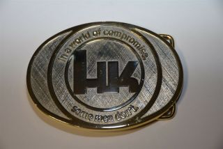 Heckler & Koch Hk Belt Buckle In A World Of Compromise 24kt Gold Vp9 P7m8 Rare
