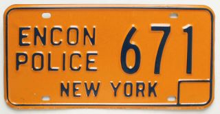York 1974 - 1985 Environmental Conservation Police License Plate Encon 671