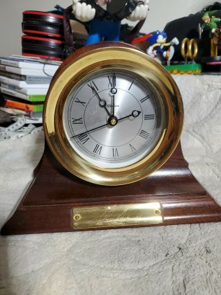 Antique Vintage Brass Chelsea Ships Bell Clock & Stand