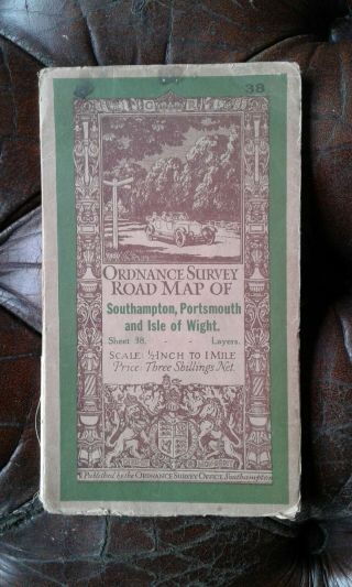 Cloth Road Map Ordnance Survey Southampton,  Portsmouth,  Isle Of Wight 20s? 30s?