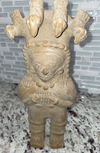 Pre Columbian Mexico Maya Pottery Clay Tribal Man Type Figure Mayan 11” Tall