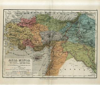 1878 Asia Minor Anatolia Turkey Armenia Syria Mesopotamia Antique Map H.  Kiepert