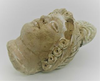 RARE ANCIENT GANDHARA STUCCO HEAD STATUE FRAGMENT BUDDHA HEAD CIRCA 200 BC 3