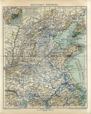 1897 Central China Beijing Peking Nanjing Qingdao Henan Zhengzhou Shenyang Map