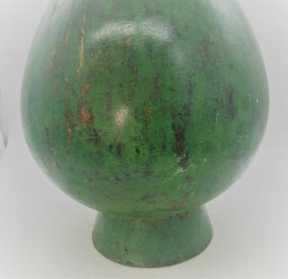 ANCIENT GREEK BRONZE CHALICE VESSEL WITH FLORAL HANDLE CIRCA 500 - 300BC RARE 3