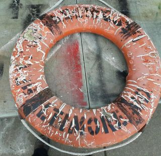 Vintage Exxon Ship Life Preserver/buoy /ring Baltimore,  Md.  Ship 30 " Brass Tag