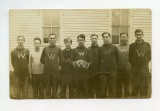 2 Vintage Photo Antique Boys Basketball Sports Team " W " Uniforms Snapshot