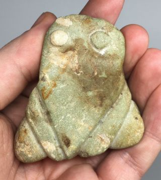 Pre - Columbian Green Frog Stone Pestle Grinder Zoomorphic Ancient Artifact Tool