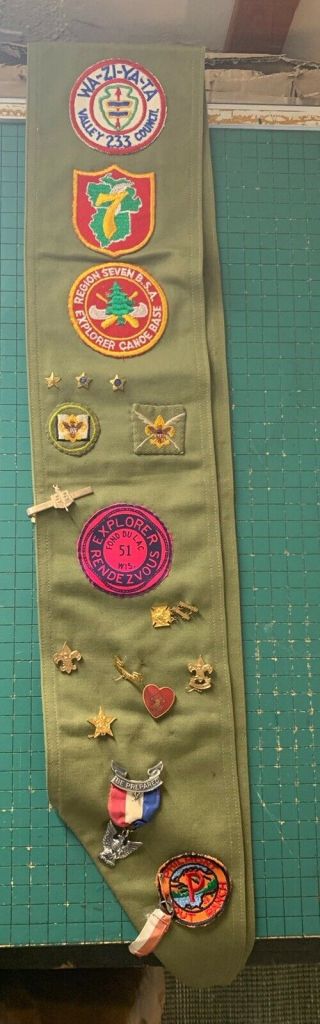 Boy Scout Oa Lodge 233 Wa - Zi - Ya - Ta Merit Badge Sash 1950s Eagle Rob 3 Medal