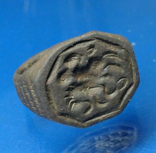 Ancient Bronze Ring Seal.  Rider On The Horse.