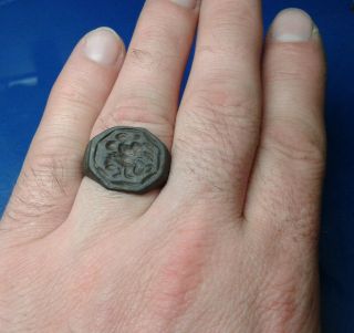 Ancient Bronze Ring Seal.  Rider on the Horse. 3