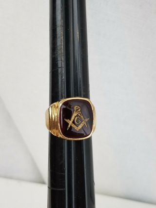 Masonic Ring Salesman Sample 14k Gold electroplate Men ' s Size 9.  5 - 10 vintage 3