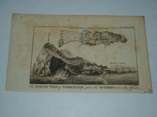Antique Map " The North View Of Gibraltar,  From The Isthmus Towards Spain "