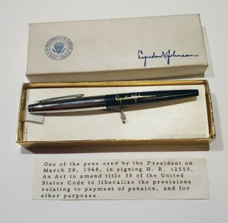 Vintage U.  S.  President Lyndon B.  Johnson Presidential Seal White House Pen W/box