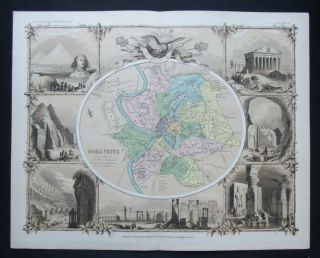 Antique Map: Illustrated Plan Of Rome By W & A K Johnston,  Classical Map,  1880