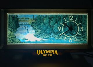 Vintage Olympia Beer Light Waterfall Clock Cash Register Topper