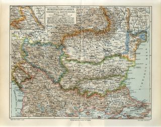 1899 Romania Bulgaria Serbia Montenegro Turkey Bukovina Ukraine Russia Map Dated