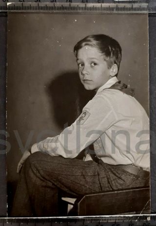 School Boy Pioneer Ussr Scout Uniform Handsome Young Boy Teen Vintage Old Photo
