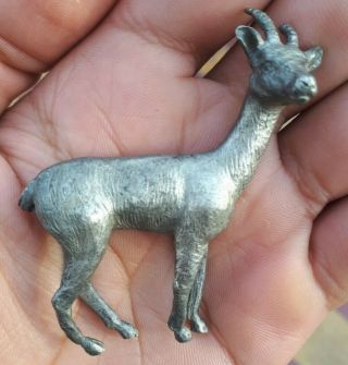 Ancient Antique Silver Solid Deer Authentic Metal Artifact Very Extremely Rare