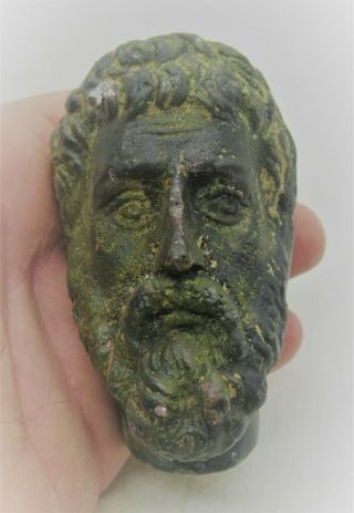 European Finds Ancient Roman Bronze Statue Fragment Head Of Biblical Male