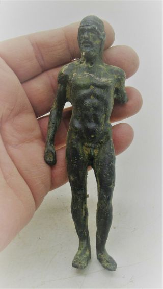 Ancient Roman Bronze Statuette Of A Young Apollo Circa 200 - 300 Ad