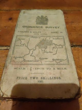 Antique Ordnance Survey Map Of London Croydon And Guildford