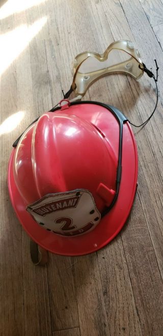 Topgard Msa Red Vintage Fire Fighter Helmet Size 6 - 1/2 - 7 - 3/4
