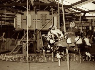 1950s Photo Negative Carousel Horse Merry Go Round Amusement Park Ride Maine